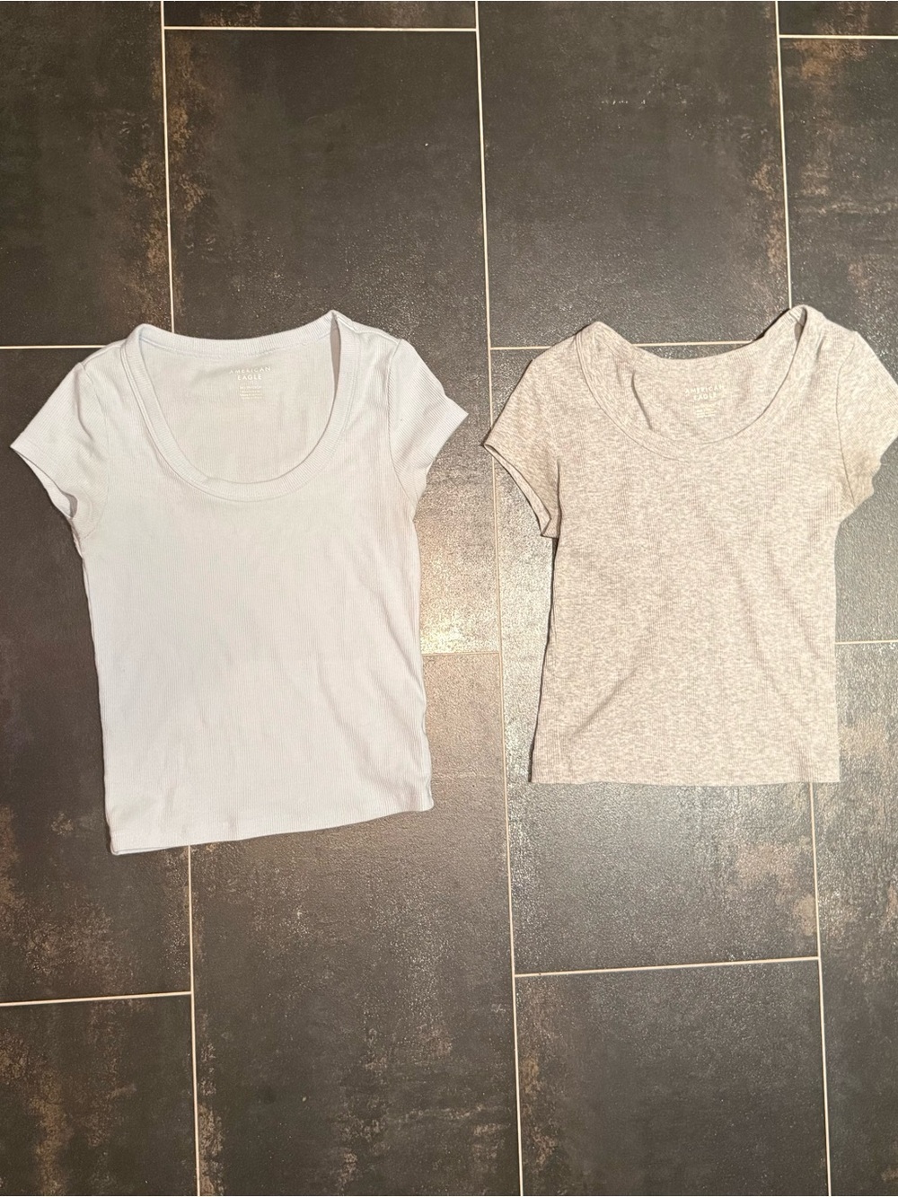 American Eagle Scoop Neck Hey Baby Tee light blue & Light Gray 2-pack